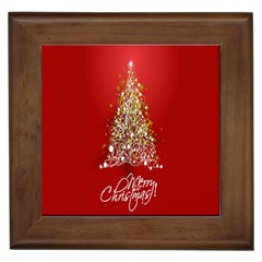 Tree Merry Christmas Red Star Framed Tiles