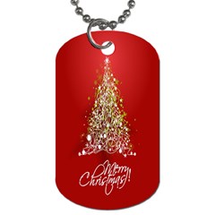 Tree Merry Christmas Red Star Dog Tag (two Sides)