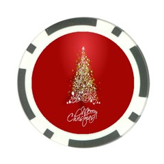 Tree Merry Christmas Red Star Poker Chip Card Guard (10 Pack)