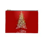 Tree Merry Christmas Red Star Cosmetic Bag (Large)  Front