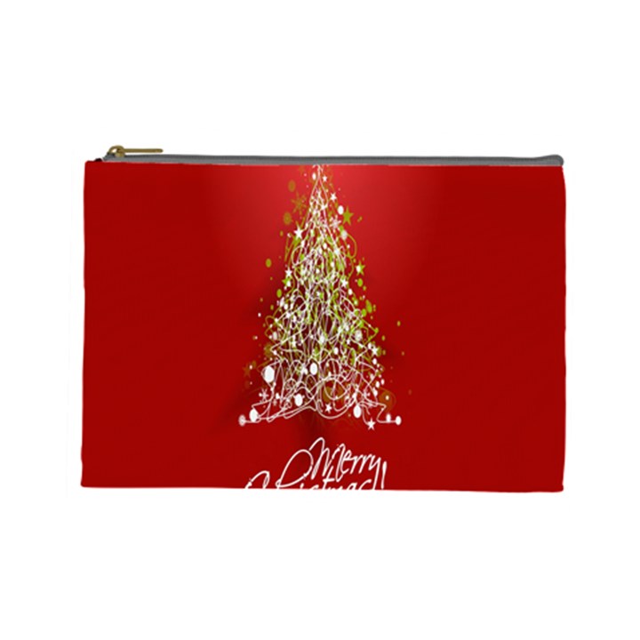 Tree Merry Christmas Red Star Cosmetic Bag (Large) 