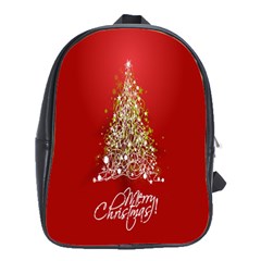 Tree Merry Christmas Red Star School Bag (large)