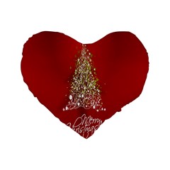 Tree Merry Christmas Red Star Standard 16  Premium Heart Shape Cushions by Alisyart