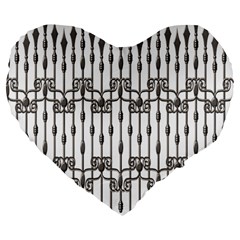 Iron Fence Grey Strong Large 19  Premium Flano Heart Shape Cushions