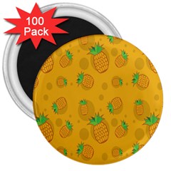 Fruit Pineapple Yellow Green 3  Magnets (100 pack)