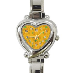 Fruit Pineapple Yellow Green Heart Italian Charm Watch