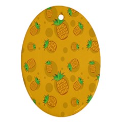 Fruit Pineapple Yellow Green Oval Ornament (Two Sides)