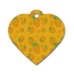 Fruit Pineapple Yellow Green Dog Tag Heart (One Side) Front