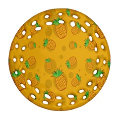 Fruit Pineapple Yellow Green Ornament (Round Filigree)