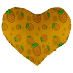 Fruit Pineapple Yellow Green Large 19  Premium Heart Shape Cushions Front