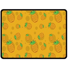 Fruit Pineapple Yellow Green Double Sided Fleece Blanket (Large) 