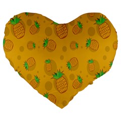 Fruit Pineapple Yellow Green Large 19  Premium Flano Heart Shape Cushions by Alisyart