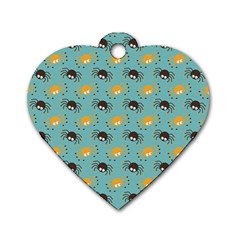 Spider Grey Orange Animals Cute Cartoons Dog Tag Heart (two Sides)