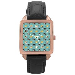 Spider Grey Orange Animals Cute Cartoons Rose Gold Leather Watch 