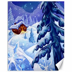 Christmas Wooden Snow Canvas 11  X 14  