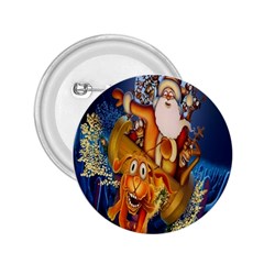 Deer Santa Claus Flying Trees Moon Night Christmas 2 25  Buttons
