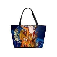 Deer Santa Claus Flying Trees Moon Night Christmas Shoulder Handbags by Alisyart