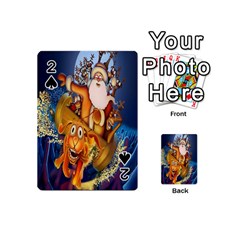 Deer Santa Claus Flying Trees Moon Night Christmas Playing Cards 54 (mini) 