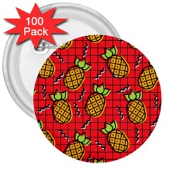 Fruit Pineapple Red Yellow Green 3  Buttons (100 Pack)  by Alisyart
