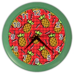 Fruit Pineapple Red Yellow Green Color Wall Clocks by Alisyart