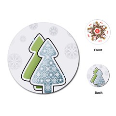 Tree Spruce Xmasts Cool Snow Playing Cards (round)  by Alisyart