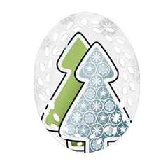 Tree Spruce Xmasts Cool Snow Ornament (oval Filigree)