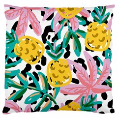 Fruit Pattern Pineapple Leaf Large Flano Cushion Case (two Sides)