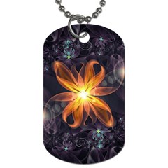 Beautiful Orange Star Lily Fractal Flower At Night Dog Tag (two Sides) by jayaprime