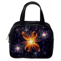 Beautiful Orange Star Lily Fractal Flower At Night Classic Handbags (one Side) by jayaprime