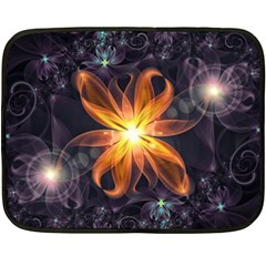 Beautiful Orange Star Lily Fractal Flower At Night Double Sided Fleece Blanket (mini)  by jayaprime