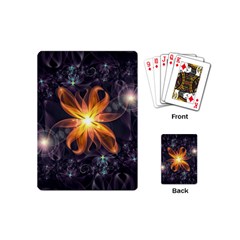 Beautiful Orange Star Lily Fractal Flower At Night Playing Cards (mini)  by jayaprime