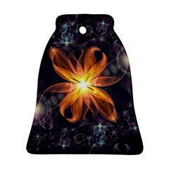 Beautiful Orange Star Lily Fractal Flower At Night Bell Ornament (two Sides) by jayaprime