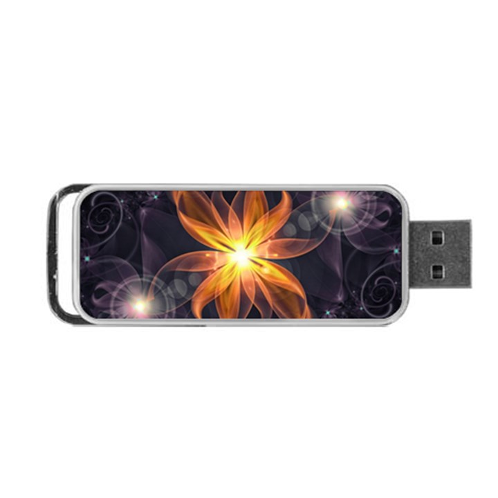 Beautiful Orange Star Lily Fractal Flower at Night Portable USB Flash (Two Sides)