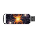 Beautiful Orange Star Lily Fractal Flower at Night Portable USB Flash (Two Sides) Back