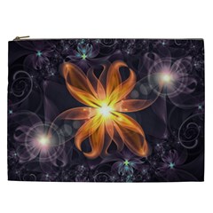 Beautiful Orange Star Lily Fractal Flower At Night Cosmetic Bag (xxl)  by jayaprime