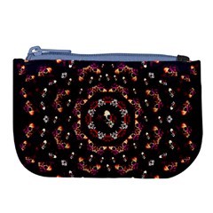 Floral Skulls In The Darkest Environment Large Coin Purse