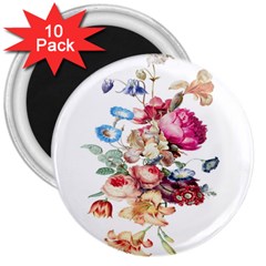 Fleur Vintage Floral Painting 3  Magnets (10 Pack)  by Celenk