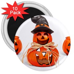 Funny Halloween Pumpkins 3  Magnets (10 Pack)  by gothicandhalloweenstore