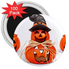 Funny Halloween Pumpkins 3  Magnets (100 Pack) by gothicandhalloweenstore