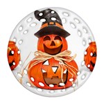 Funny Halloween Pumpkins Round Filigree Ornament (Two Sides) Back