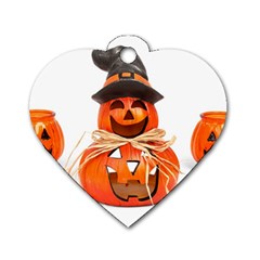 Funny Halloween Pumpkins Dog Tag Heart (two Sides) by gothicandhalloweenstore