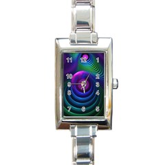 Beautiful Rainbow Marble Fractals In Hyperspace Rectangle Italian Charm Watch by jayaprime