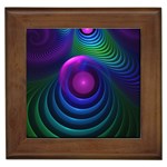 Beautiful Rainbow Marble Fractals in Hyperspace Framed Tiles Front