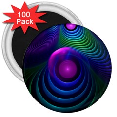 Beautiful Rainbow Marble Fractals In Hyperspace 3  Magnets (100 Pack) by jayaprime