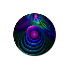 Beautiful Rainbow Marble Fractals in Hyperspace Rubber Round Coaster (4 pack) 