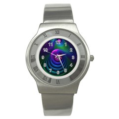 Beautiful Rainbow Marble Fractals In Hyperspace Stainless Steel Watch