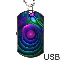 Beautiful Rainbow Marble Fractals in Hyperspace Dog Tag USB Flash (Two Sides)