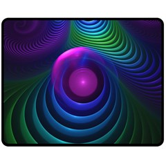 Beautiful Rainbow Marble Fractals in Hyperspace Double Sided Fleece Blanket (Medium) 