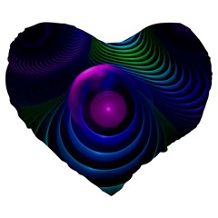 Beautiful Rainbow Marble Fractals in Hyperspace Large 19  Premium Flano Heart Shape Cushions