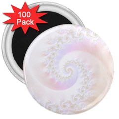 Mother Of Pearls Luxurious Fractal Spiral Necklace 3  Magnets (100 Pack) by jayaprime